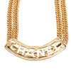 Chanel Gold Plated Quilted Cut Out Logo Double Chain Necklace Secondhand