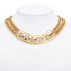 Chanel Gold Plated Quilted Cut Out Logo Double Chain Necklace Secondhand