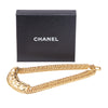 Chanel Gold Plated Quilted Cut Out Logo Double Chain Necklace Secondhand