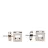 Hermès Palladium Plated Cage dH Cube Push Back Earrings Secondhand