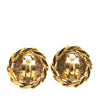 Chanel Gold Plated CC Rhinestones Clip on Earrings Secondhand