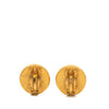 Chanel CC Gold Plated Enamel Round Button Clip On Earrings Secondhand