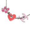 Chanel CC Silver Plated Enamel Heart and Clover Charm Pendant Necklace Secondhand