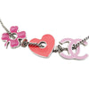 Chanel CC Silver Plated Enamel Heart and Clover Charm Pendant Necklace Secondhand