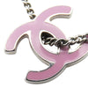Chanel CC Silver Plated Enamel Heart and Clover Charm Pendant Necklace Secondhand