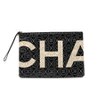 Chanel Coated Canvas Camellia Logo Wristlet Clutch Secondhand