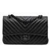 Chanel Medium Classic Chevron Lambskin So Black Double Flap Secondhand