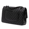 Chanel Medium Classic Chevron Lambskin So Black Double Flap Secondhand