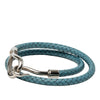 Hermès Palladium Plated and Woven Leather Jumbo Hook Double Tour Bracelet Secondhand