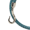 Hermès Palladium Plated and Woven Leather Jumbo Hook Double Tour Bracelet Secondhand