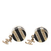 Chanel Brass Resin CC Drop Round Push Back Earrings Secondhand