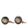 Chanel Brass Resin CC Drop Round Push Back Earrings Secondhand