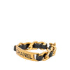 Chanel Gold Plated and Calfskin Logo Plate Chain Bracelet Secondhand