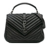 Saint Laurent Medium Quilted Chevron Sheepskin College Satchel Secondhand
