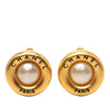 Chanel Gold Plated Faux Pearl Round Clip On Earrings Secondhand