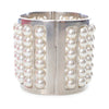Chanel Silver Plated Wide Pearl Cuff Bracelet Secondhand