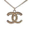 Chanel CC Silver Plated Rhinestone Pendant Necklace Secondhand