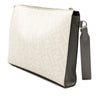 Fendi Zucca Coated Canvas FF 1974 Diagonal Vitello Liberty Front Zip Clutch Secondhand