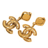 Chanel CC Gold Plated Quilted Drop Clip On Earrings Secondhand