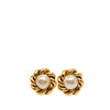 Chanel Gold Plated Faux Pearl Twisted Rope Clip On Earrings Secondhand
