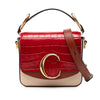 Chloé Mini Bicolor Croc Embossed Calfskin C Satchel Secondhand