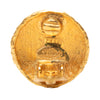 Chanel CC Gold Plated Textured Round Clip On Earrings Secondhand