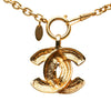 Chanel CC Gold Plated Quilted Pendant Necklace Secondhand