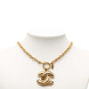Chanel CC Gold Plated Quilted Pendant Necklace Secondhand