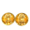 Chanel Gold Plated Logo Round Clip On Earrings Secondhand