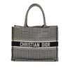 Dior Medium Embroidered Canvas Houndstooth Book Tote Secondhand