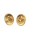 Chanel Gold Plated CC Oval Clip On Earrings Secondhand
