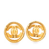 Secondhand Chanel CC Gold Plated Round Clip on Earrings