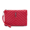 Saint Laurent Chevron Leather Monogram Zip A5 Wristlet Pouch Secondhand