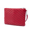 Secondhand Saint Laurent Chevron Leather Monogram Zip A5 Wristlet Pouch
