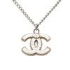 Chanel Silver Plated Textured CC Pendant Necklace Secondhand