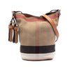 Secondhand Burberry Mini Mega Check Canvas Ashby Tassel Bucket Bag