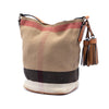 Secondhand Burberry Mini Mega Check Canvas Ashby Tassel Bucket Bag
