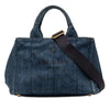 Prada Small Denim Canapa Logo Satchel Secondhand