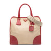 Prada Saffiano Trimmed Canvas Canapa Satchel Secondhand
