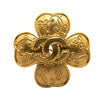 Chanel Gold Plated CC Clover Brooch Secondhand