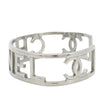 Chanel Silver Plated Cutout Logo Cuff Bracelet Secondhand