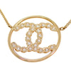 Secondhand Chanel CC Gold Plated Strass Round Pendant Necklace
