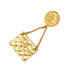 Chanel Gold Plated CC Medallion Handbag Brooch Secondhand