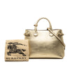 Burberry Medium Metallic Leather and House Check Banner Satchel Secondhand