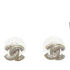 Chanel CC Plated Brass Strass Push Back Earrings Secondhand