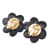 Chanel CC Resin Rhinestone Camellia Clip On Earrings Secondhand