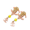 Chanel CC Gold Plated Resin Drop Clip On Earrings Secondhand