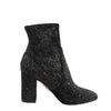 AQUAZZURA Heeled Velvet Ankle Sock Boots Tonal Baroque Tapestry in Black, Size 35.5 EU Secondhand