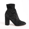 Secondhand AQUAZZURA Heeled Velvet Ankle Sock Boots Tonal Baroque Tapestry in Black, Size 35.5 EU