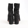Secondhand AQUAZZURA Heeled Velvet Ankle Sock Boots Tonal Baroque Tapestry in Black, Size 35.5 EU